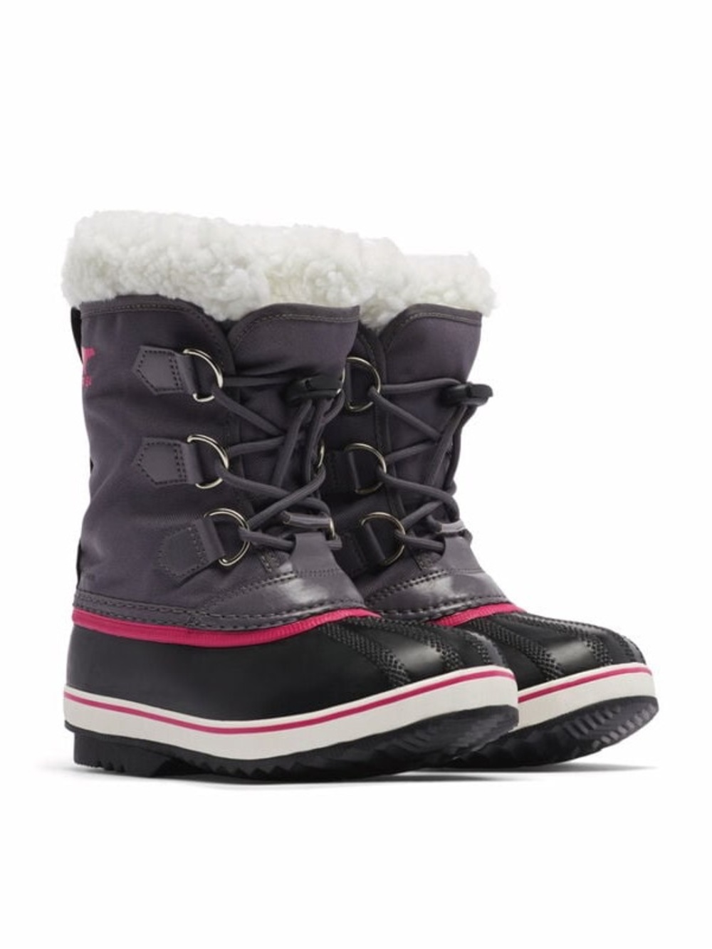 Women’s Insulated Winter Boots - Gray with Pink Trim